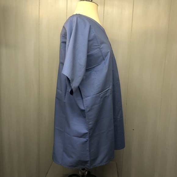 Landau Essentials Unisex Relaxed Fit 1-Pocket V-Neck Scrub Top 7502 TMD Blue - Picture 7 of 12